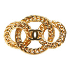 Chanel Triple Circle CC Logo Chain Brooch Gold Plated