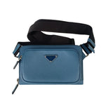 Prada Belt Bag Triangle Logo Bag Blue Saffiano Shoulder Mark Silver