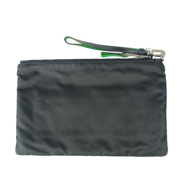 Prada Clutch Pouch Black Emerald Nylon Rubber Leather — view 3