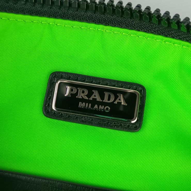 Prada Clutch Pouch Black Emerald Nylon Rubber Leather — view 8