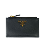 Prada Coin Case Nero Ibisc Saffiano Multic Card Gold