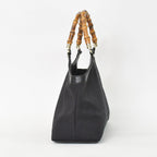 Gucci Bamboo Hand Bag Handbag GG Canvas Black Gold — view 5