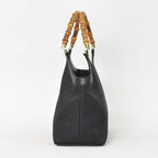 Gucci Bamboo Hand Bag Handbag GG Canvas Black Gold — view 3