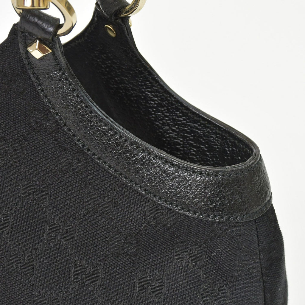 Gucci Bamboo Hand Bag Handbag GG Canvas Black Gold — view 7