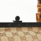 Gucci GG Canvas Bamboo Handle Gamaro Handbag Beige Brown Black — view 5