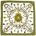 Hermes Scarf Carre 90 les Cles Key Silk Green Multi Color Large