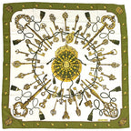 Hermes Scarf Carre 90 les Cles Key Silk Green Multi Color Large