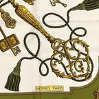 Hermes Scarf Carre 90 les Cles Key Silk Green Multi Color Large — view 3