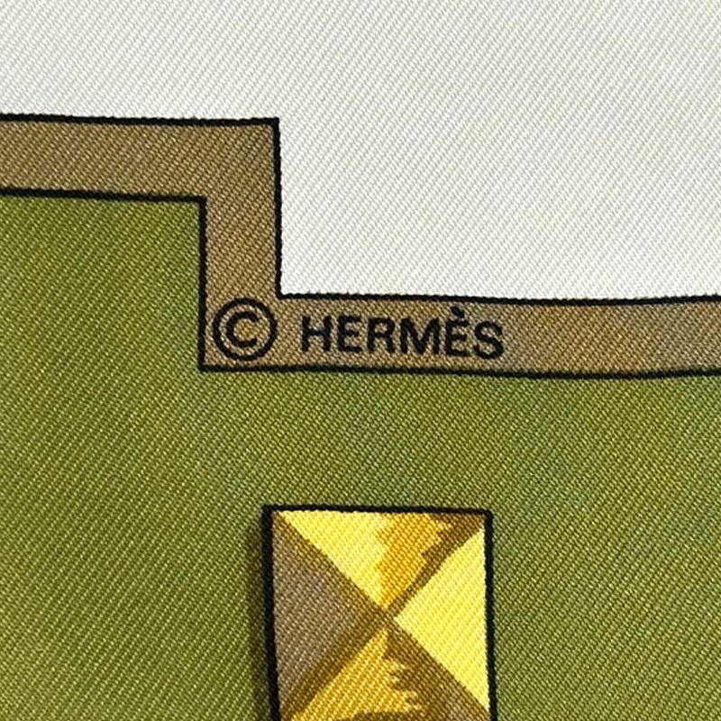 Hermes Scarf Carre 90 les Cles Key Silk Green Multi Color Large — view 4