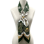 Hermes Scarf Carre 90 LV Dovicvs Magnvs White Louis Xiv on a Horse Silk Green — view 5