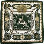 Hermes Scarf Carre 90 LV Dovicvs Magnvs White Louis Xiv on a Horse Silk Green