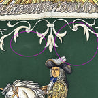 Hermes Scarf Carre 90 LV Dovicvs Magnvs White Louis Xiv on a Horse Silk Green — view 9