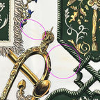 Hermes Scarf Carre 90 LV Dovicvs Magnvs White Louis Xiv on a Horse Silk Green — view 7