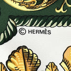 Hermes Scarf Carre 90 LV Dovicvs Magnvs White Louis Xiv on a Horse Silk Green — view 4