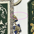Hermes Scarf Carre 90 LV Dovicvs Magnvs White Louis Xiv on a Horse Silk Green — view 8