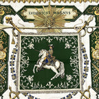 Hermes Scarf Carre 90 LV Dovicvs Magnvs White Louis Xiv on a Horse Silk Green — view 2