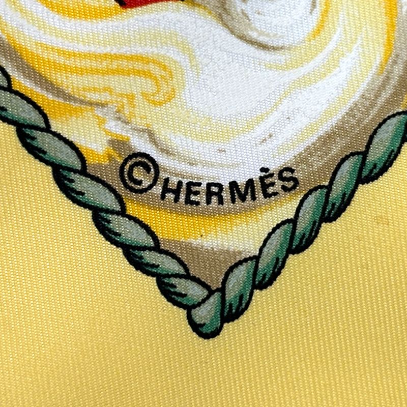 Hermes Scarf Carre 90 Vive le Vent Silk Yellow Multi Color Sea Ship Sailing — view 3