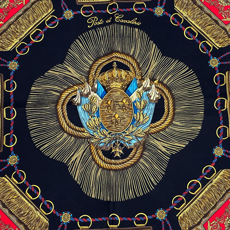 Hermes Scarf Carre 90 Poste Et Cavalerie Saber Decorative Bag Silk Black Multi — view 2