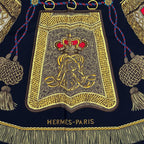 Hermes Scarf Carre 90 Poste Et Cavalerie Saber Decorative Bag Silk Black Multi — view 3