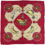 Hermes Scarf Carre 90 Spring Silk Red Multi Color Carriage Large