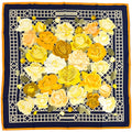 Hermes Scarf Carre 90 Rosrraie Rose Garden Silk Navy Orange Multi Color Floral