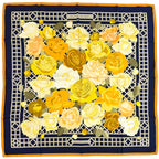 Hermes Scarf Carre 90 Rosrraie Rose Garden Silk Navy Orange Multi Color Floral