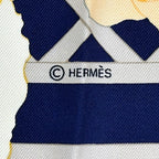 Hermes Scarf Carre 90 Rosrraie Rose Garden Silk Navy Orange Multi Color Floral — view 4