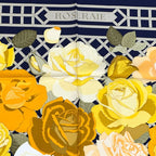 Hermes Scarf Carre 90 Rosrraie Rose Garden Silk Navy Orange Multi Color Floral — view 2