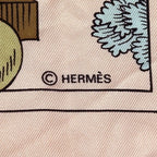 Hermes Scarf Carre 90 les Jardiniers du Roy Silk Pink Light Blue Multi Color — view 4