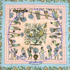 Hermes Scarf Carre 90 les Jardiniers du Roy Silk Pink Light Blue Multi Color — view 8