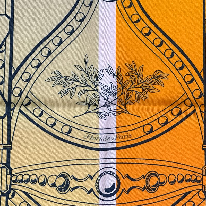 Hermes Scarf Carre Double Face 90 Grand Tralala Silk Vermillion Blue Multi — view 4