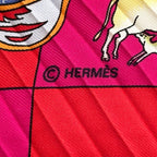 Hermes Scarf Pleats Fantaisies Indiennes Dazzling Indian Silk Pink Red Multi — view 4