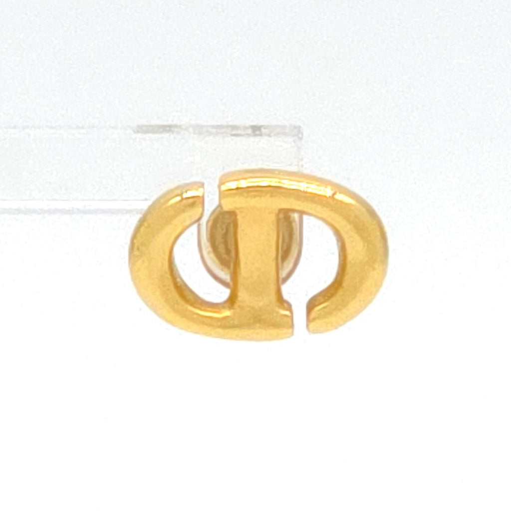 Dior CD Navy Stud Earrings Single CD Signature Gold — view 2