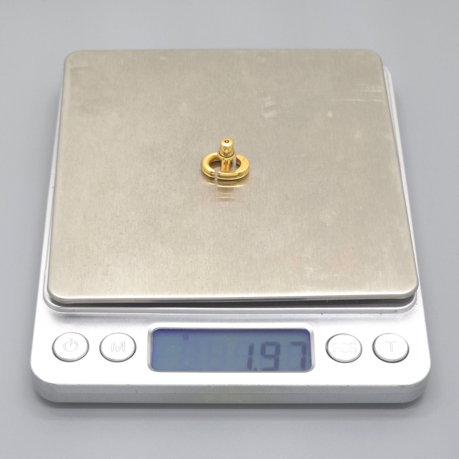 Dior CD Navy Stud Earrings Single CD Signature Gold — view 8