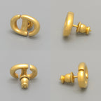 Dior CD Navy Stud Earrings Single CD Signature Gold — view 4