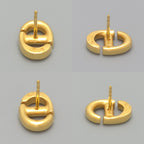Dior CD Navy Stud Earrings Single CD Signature Gold — view 5
