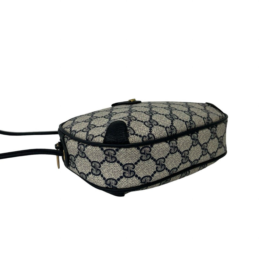 Gucci Vintage Sherry Line GG Logo Leather Shoulder Bag Pochette Navy — view 7