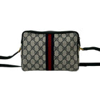 Gucci Vintage Sherry Line GG Logo Leather Shoulder Bag Pochette Navy — view 3