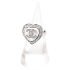 Chanel Faux Pearl CC Logo Ring Silver