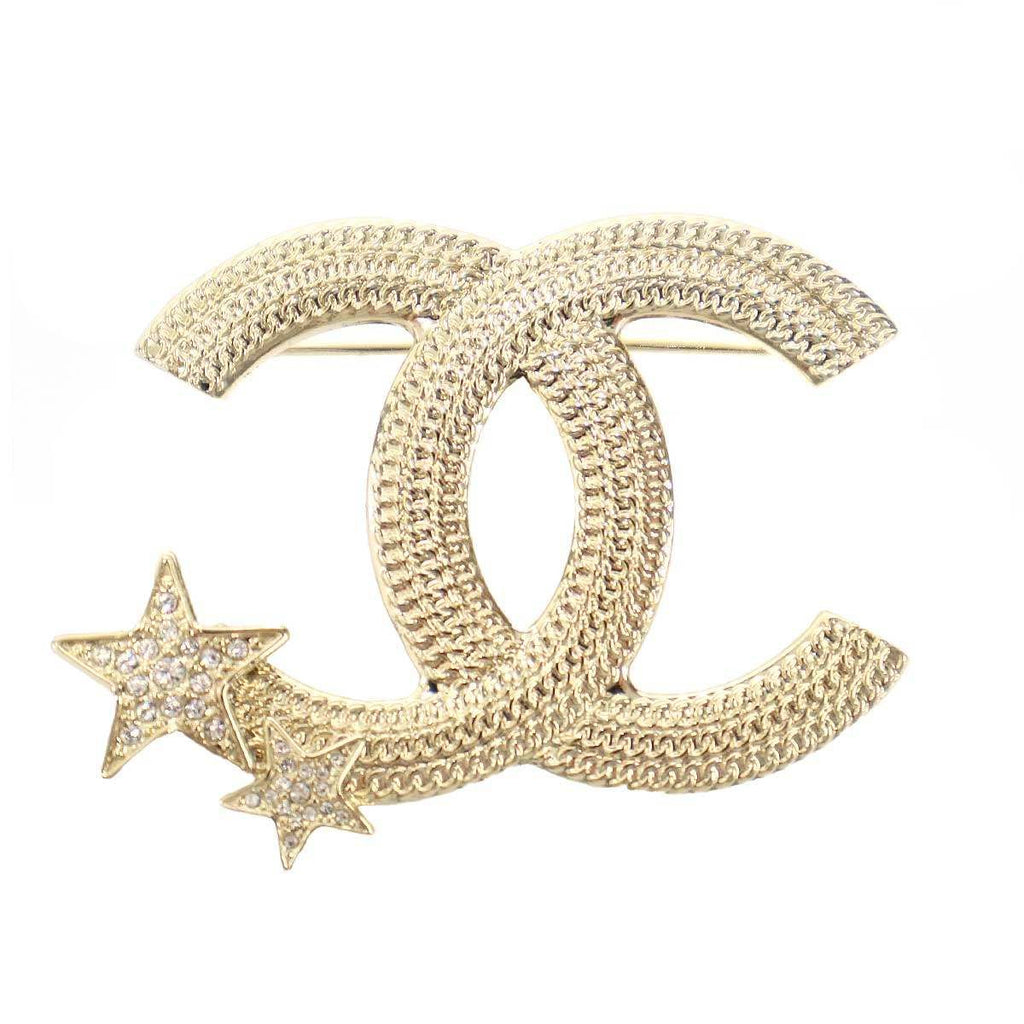 Chanel CC Logo Star Brooch Gold