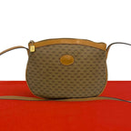 Gucci Vintage Micro GG Logo Leather Shoulder Bag Pochette Brown