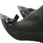 Prada Short Boots Logo Pointed Toe Leather 36.5 Brown — view 7