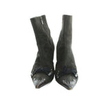 Prada Short Boots Logo Pointed Toe Leather 36.5 Brown — view 2