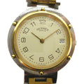 Hermes Clipper Watch Quartz Date Carre Logo Silver Color Gold