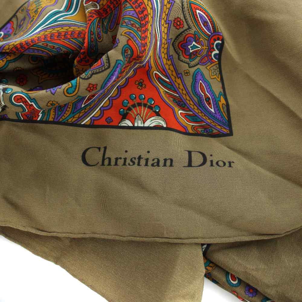 Dior Large Scarf Shawl Paisley Pattern Silk Multi — view 4