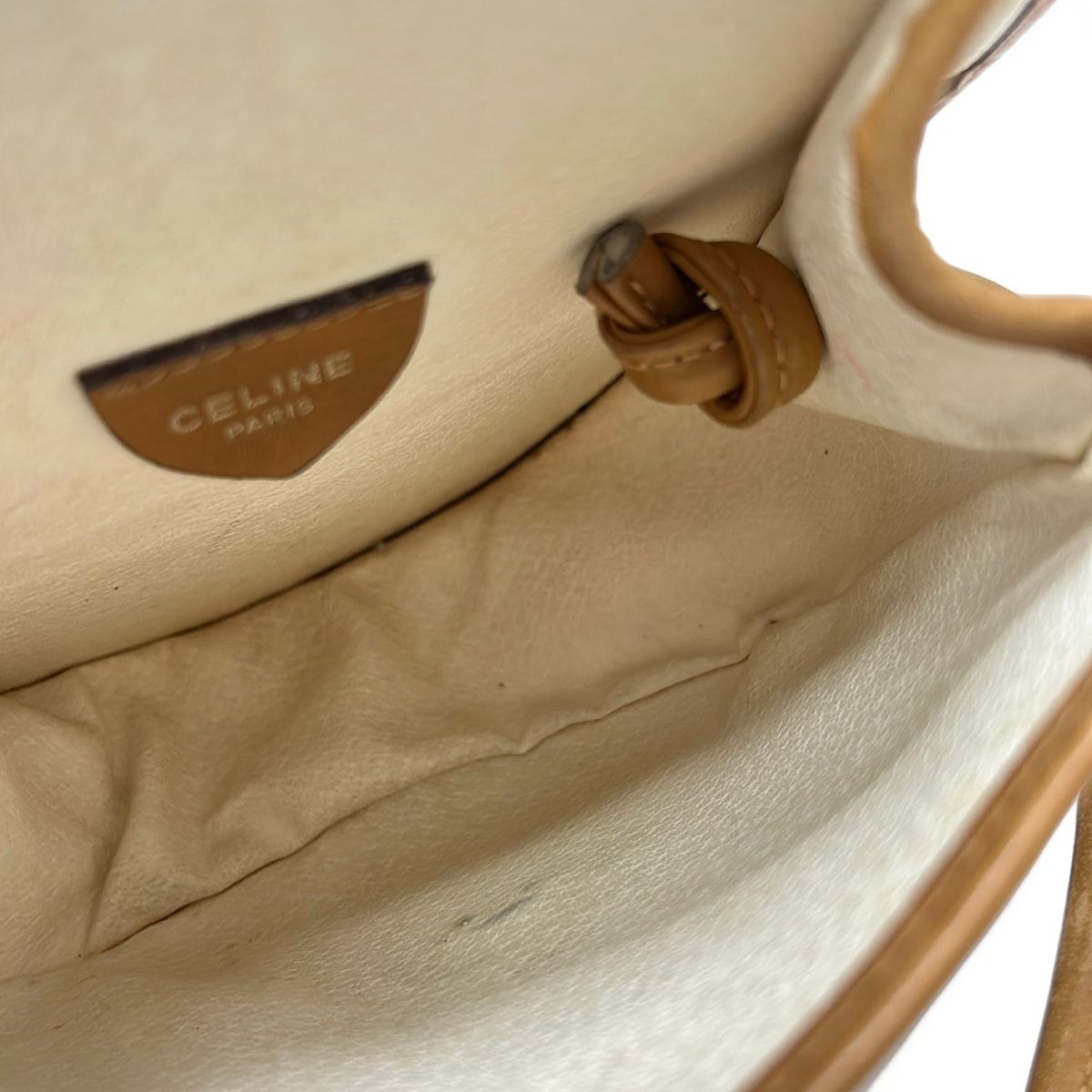 Celine Shoulder Bag Macadam Pattern White Beige Leather — view 7
