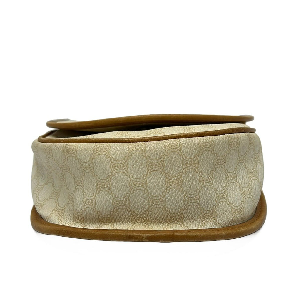 Celine Shoulder Bag Macadam Pattern White Beige Leather — view 5