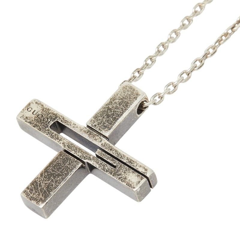 Gucci Cutout Cross Pendant Silver