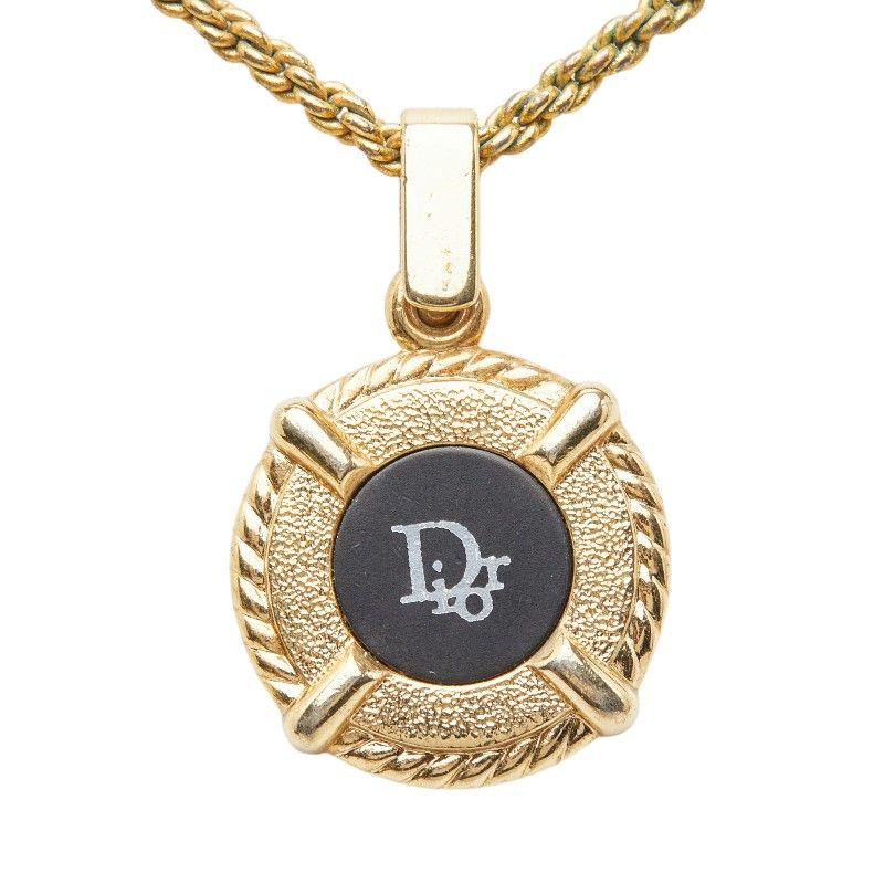 Dior Logo Pendant Gold Black Plated — view 2