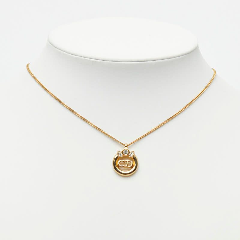 Dior CD Logo Pendant Gold Plated Rhinestone — view 7